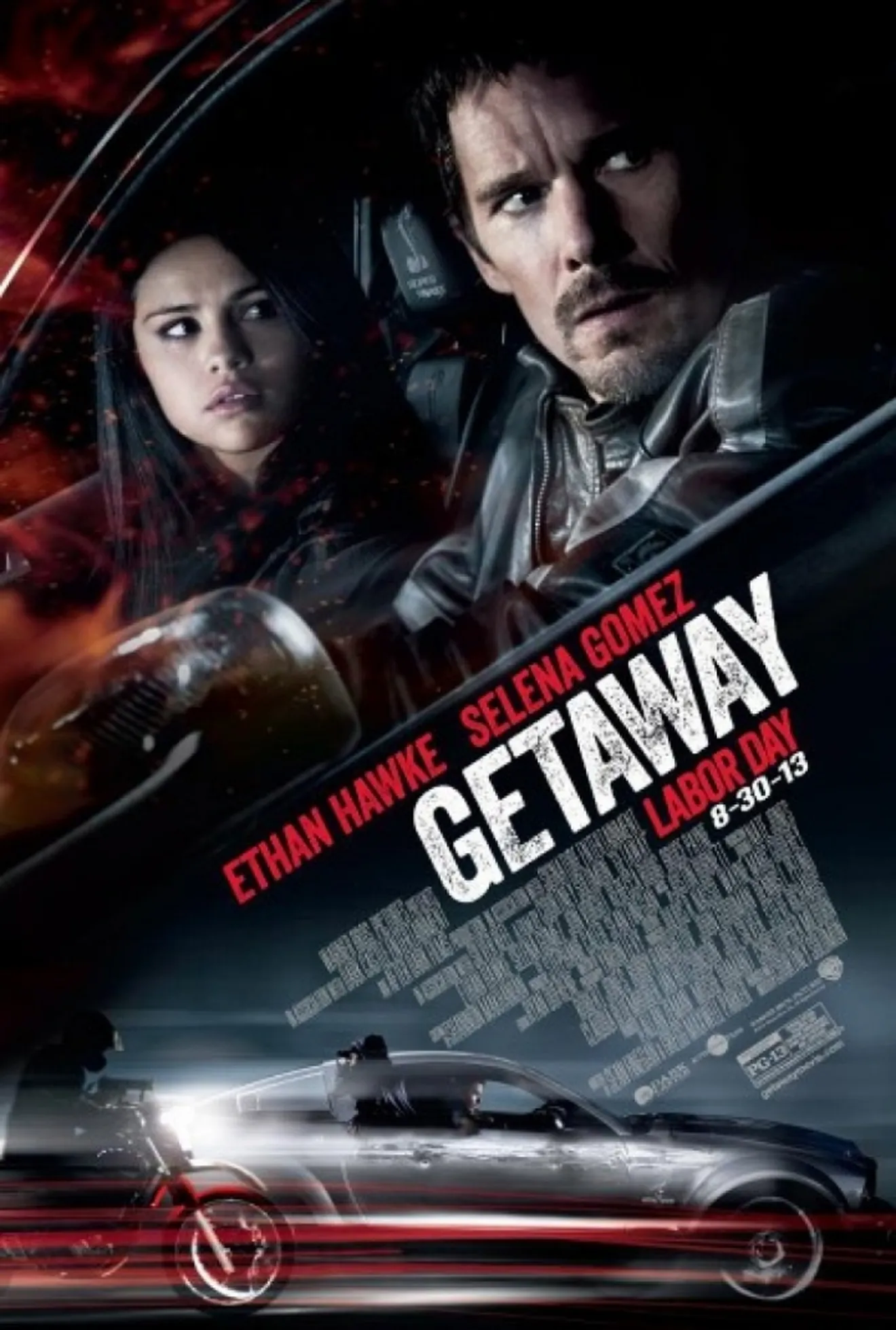 Un Shelby GT500 y un centenar de coches destrozados en la última película de Ethan Hawke y Selena Gómez