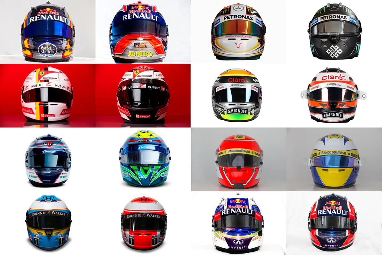 Cascos de los pilotos de Fórmula 1 para la temporada 2015