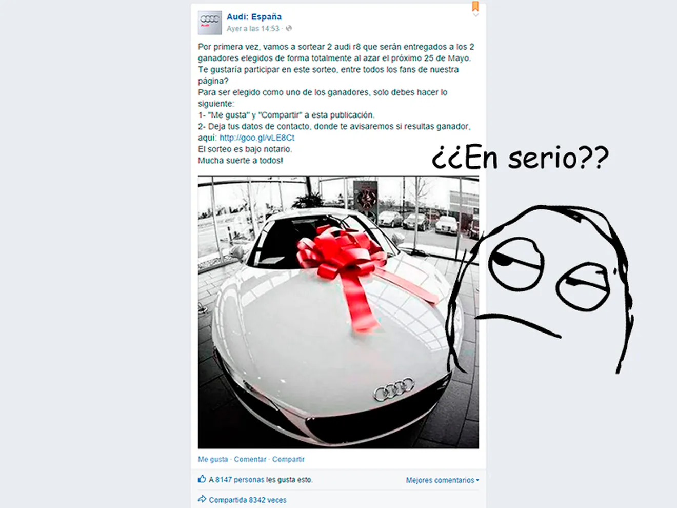 ¿De verdad Audi España sortea dos R8 en Facebook?