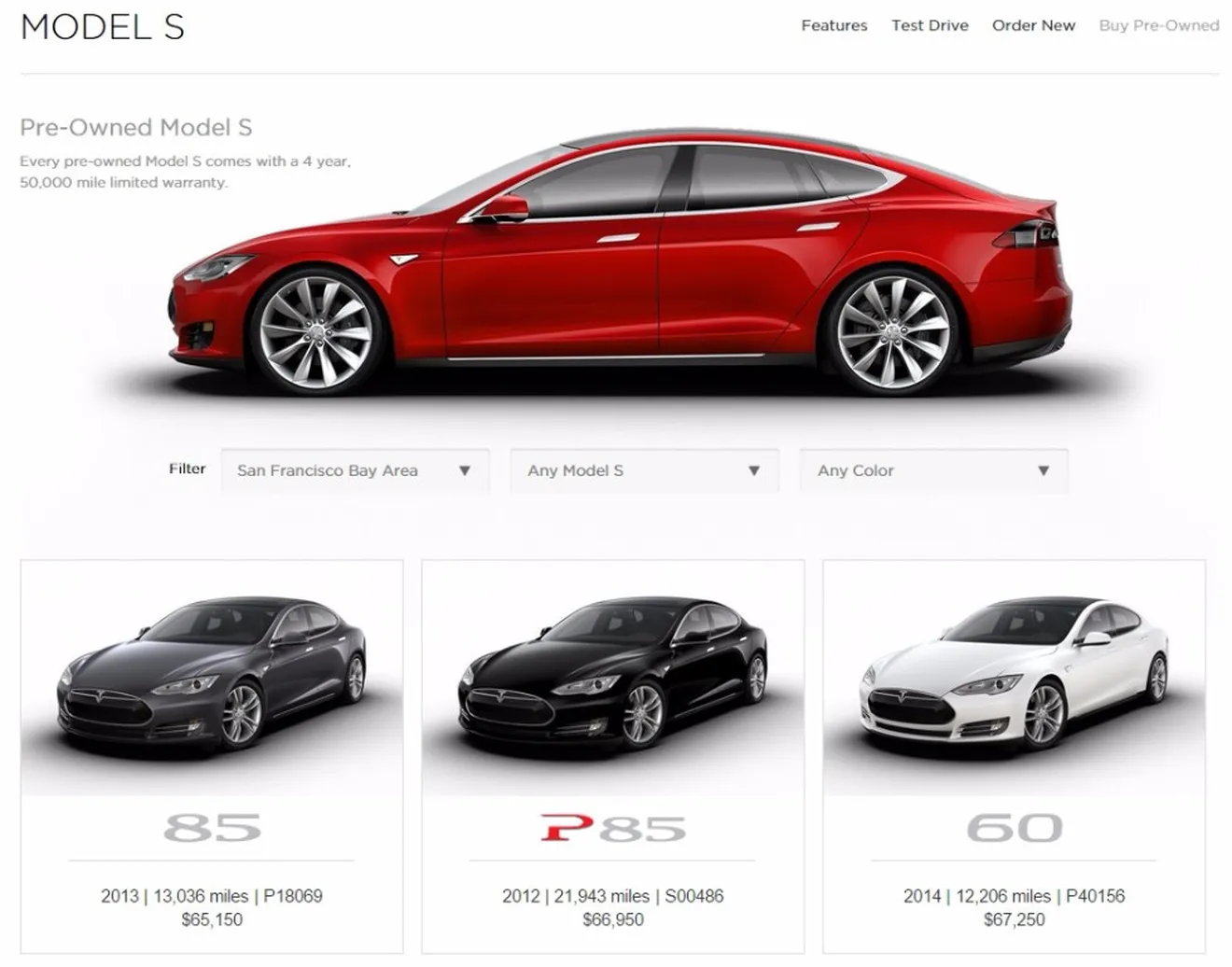 Tesla vende los Model S de ocasión a través de su web