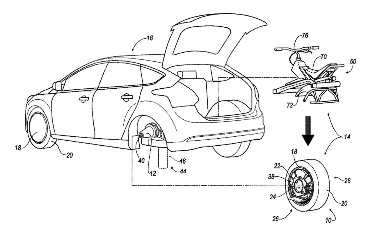 Ford patenta un monociclo que usa una rueda de tu coche