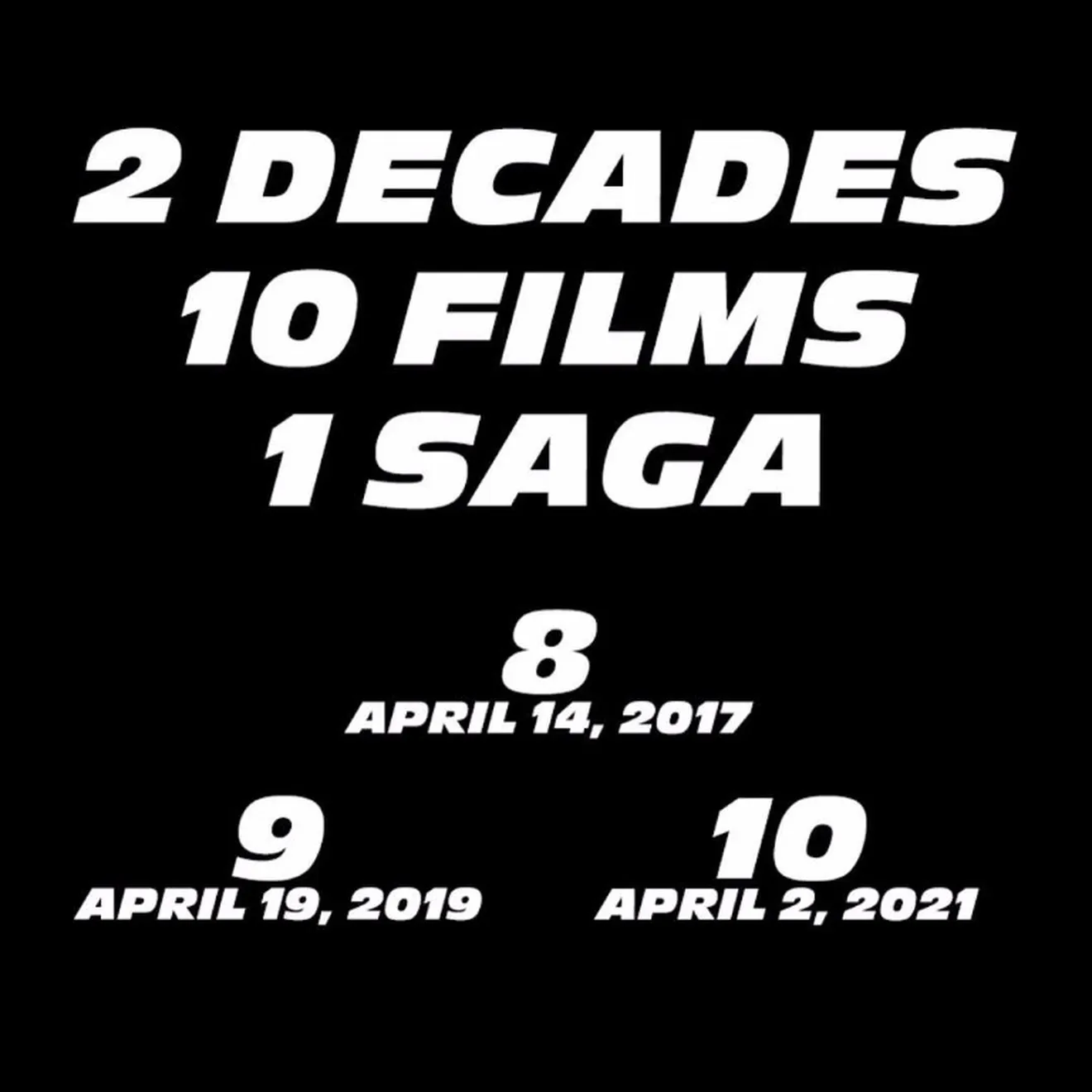 Vin Diesel anuncia las fechas de estreno de Fast 8, 9 y 10