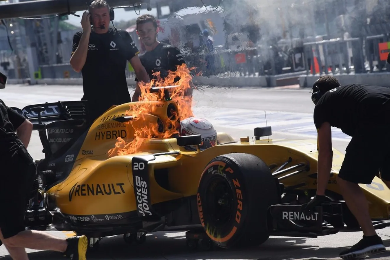 Renault cree saber la causa del incendio de Magnussen