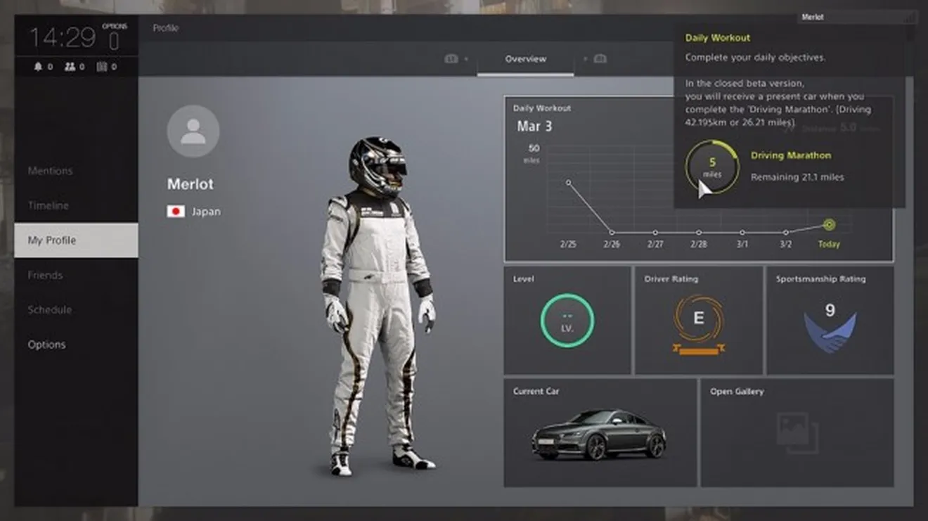 Gran Turismo Sport - perfil de jugador