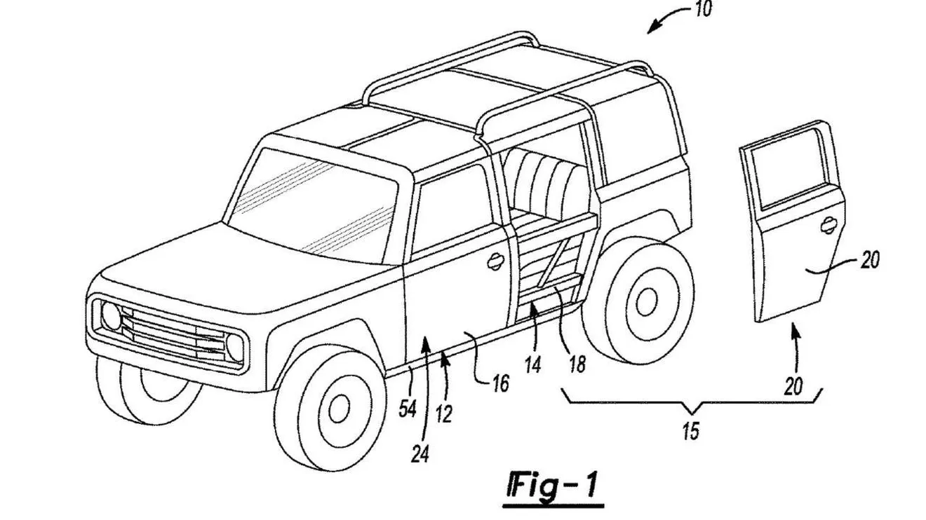Nuevas patentes de las puertas desmontables del futuro Ford Bronco