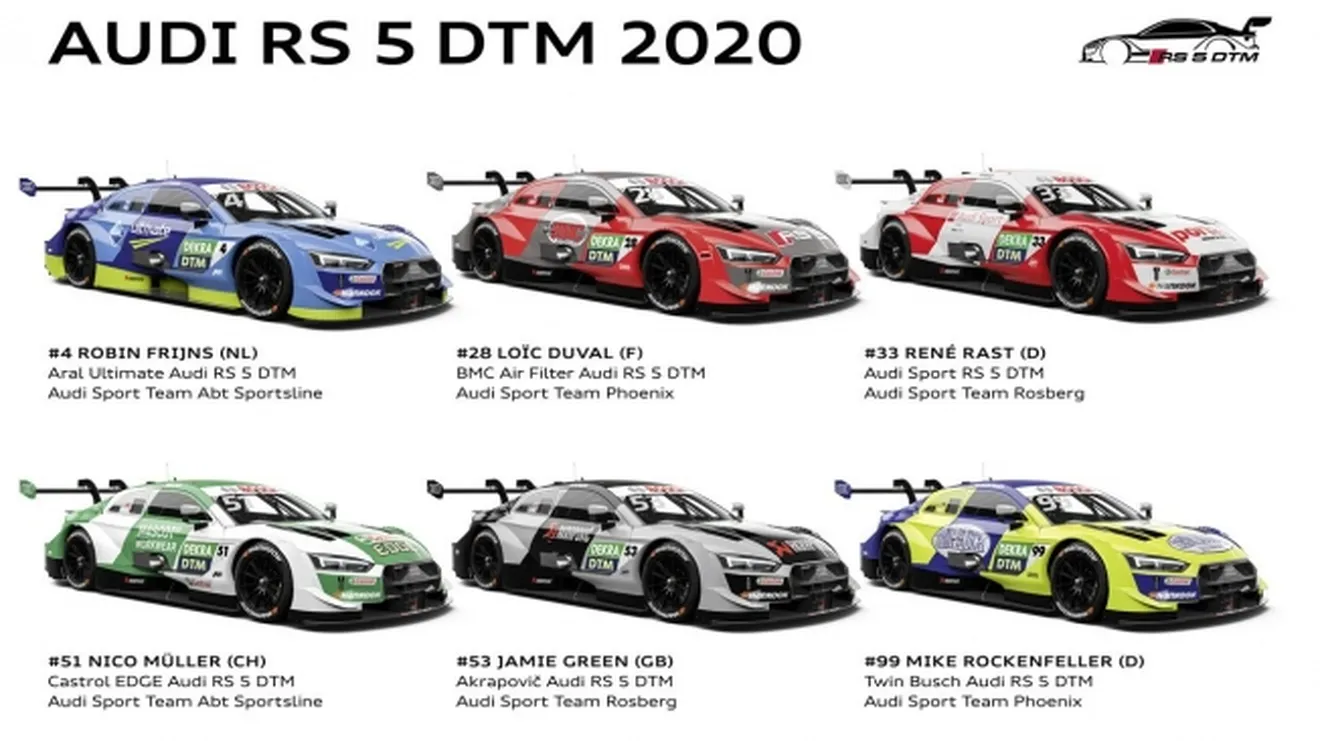 Audi Sport muestra los colores de sus seis Audi RS 5 DTM oficiales