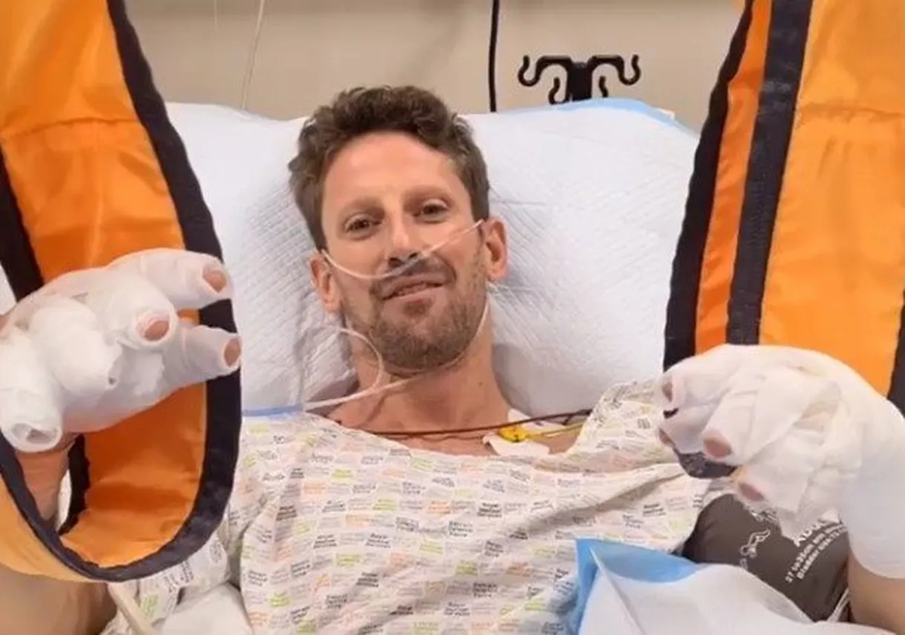 Primer mensaje de Grosjean desde el hospital: «Estoy bien, sin el Halo no estaría aquí»