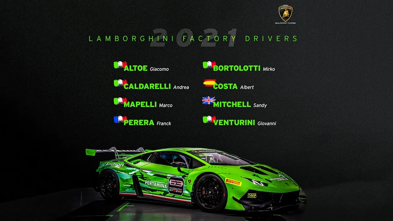 Lamborghini presenta sus pilotos GT3 para 2021, con Costa y Bortolotti