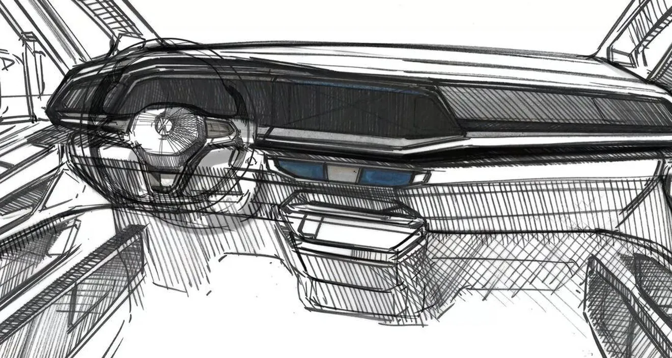 Boceto oficial del interior del nuevo Volkswagen Multivan 2022