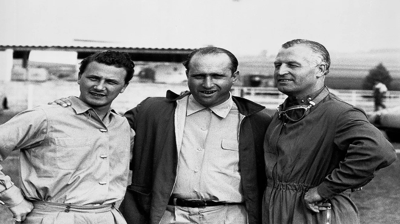 Hans Herrmann, Juan Manuel Fangio y Karl Kling en 1954