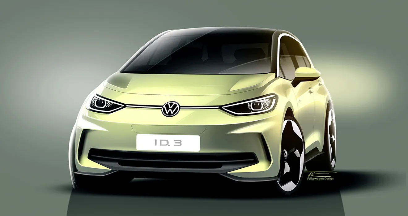 El Volkswagen ID.3 Facelift se presenta en unos bocetos con interesantes novedades