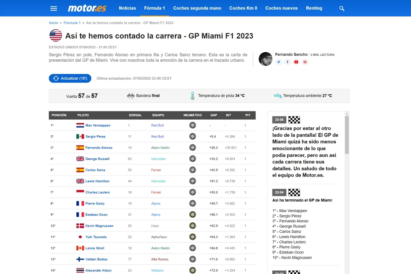 El directo de Motor.es te ofrece toda la información que necesitas para seguir la carrera.