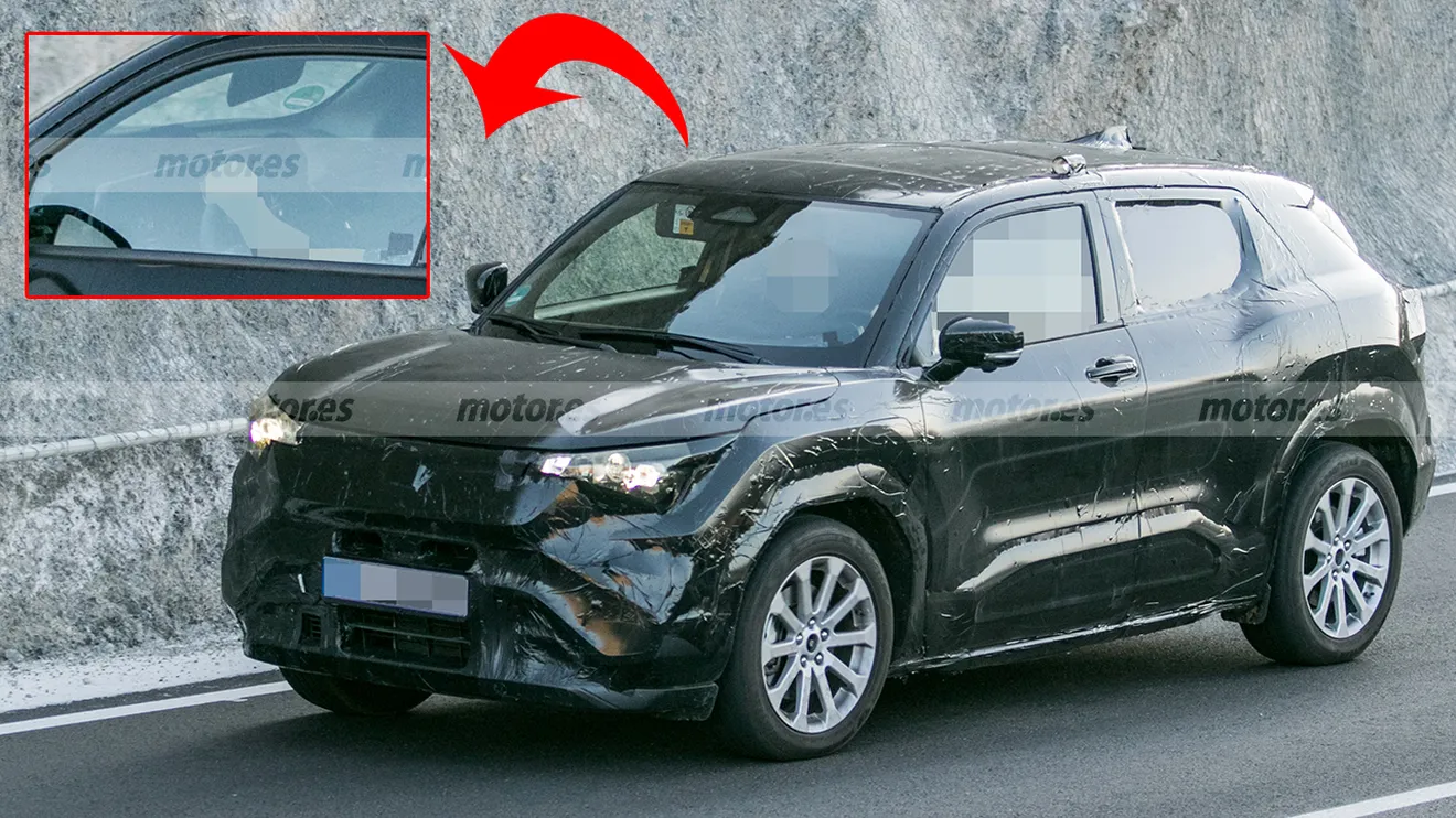 El interior del primer SUV eléctrico de Suzuki queda parcialmente al descubierto, el nuevo eVX se deja ver en el sur de Europa