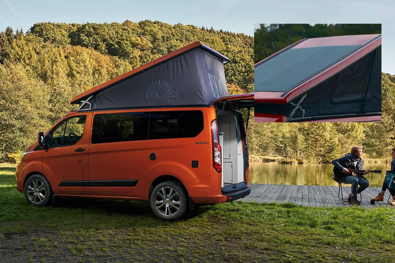 Ford nos da un primer adelanto de su nueva furgoneta Camper, con paneles solares en su techo elevable