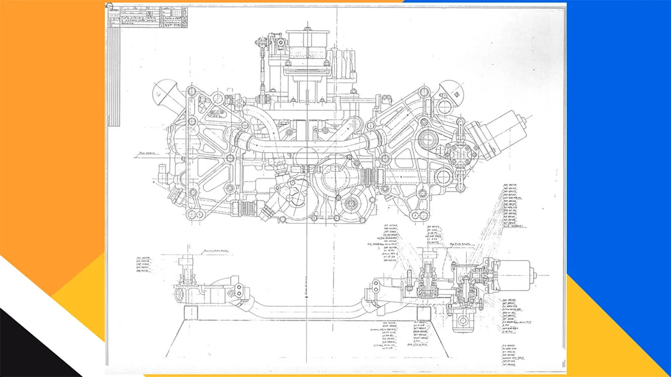 Plano del motor del Ferrari 312B de 1970