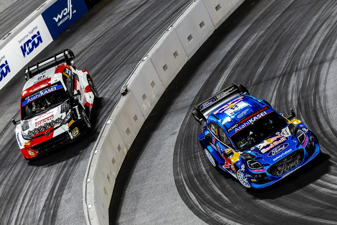 Thierry Neuville y Hyundai mandan en el SS1 del Rally de Japón, disputado en el Toyota Stadium