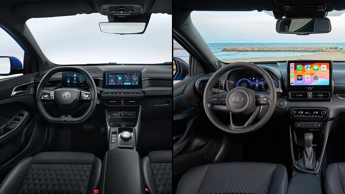 MG3 Hybrid vs Toyota Yaris Hybrid - interior