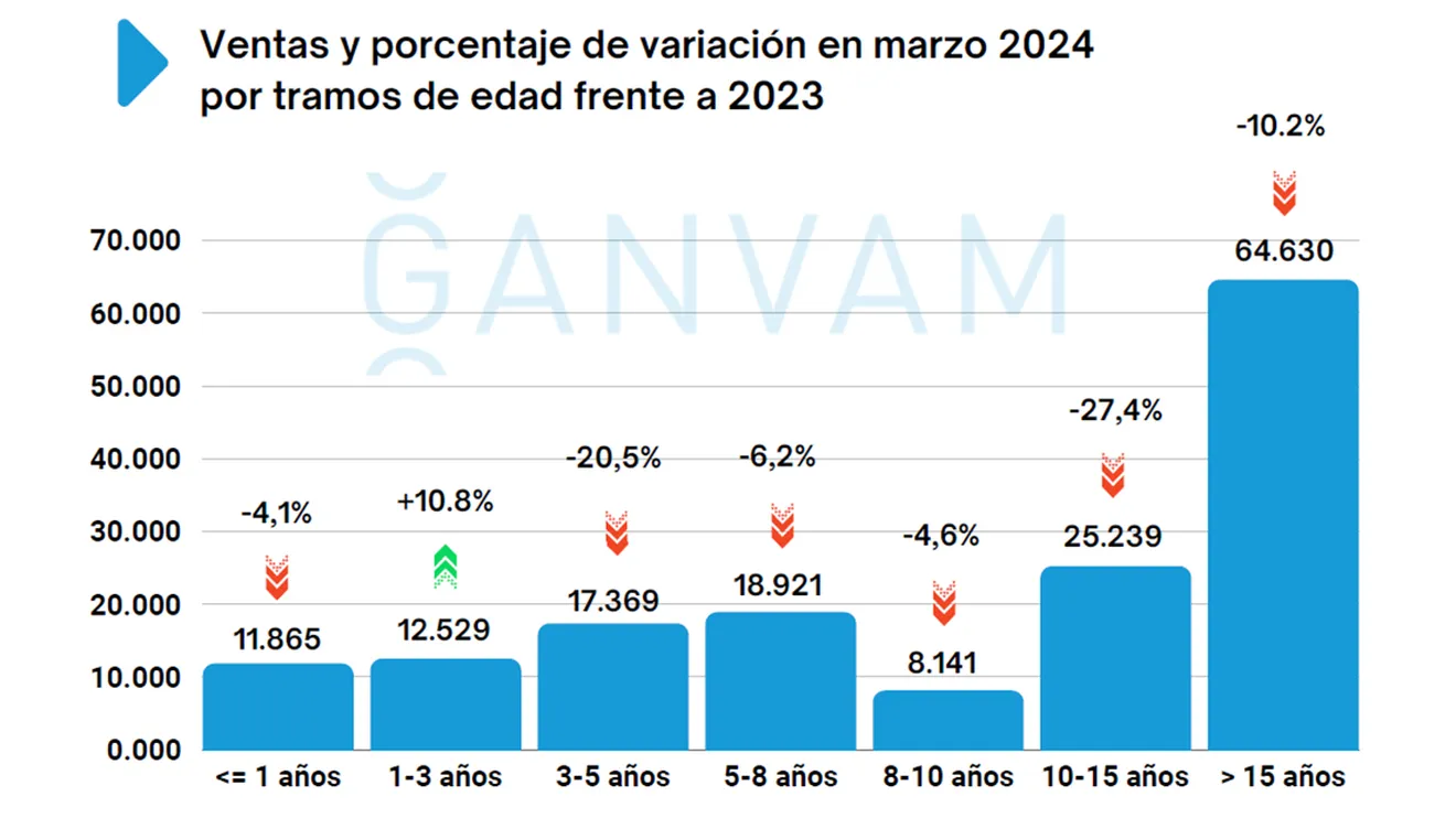 Ventas de coches de ocasión en España en marzo de 2024