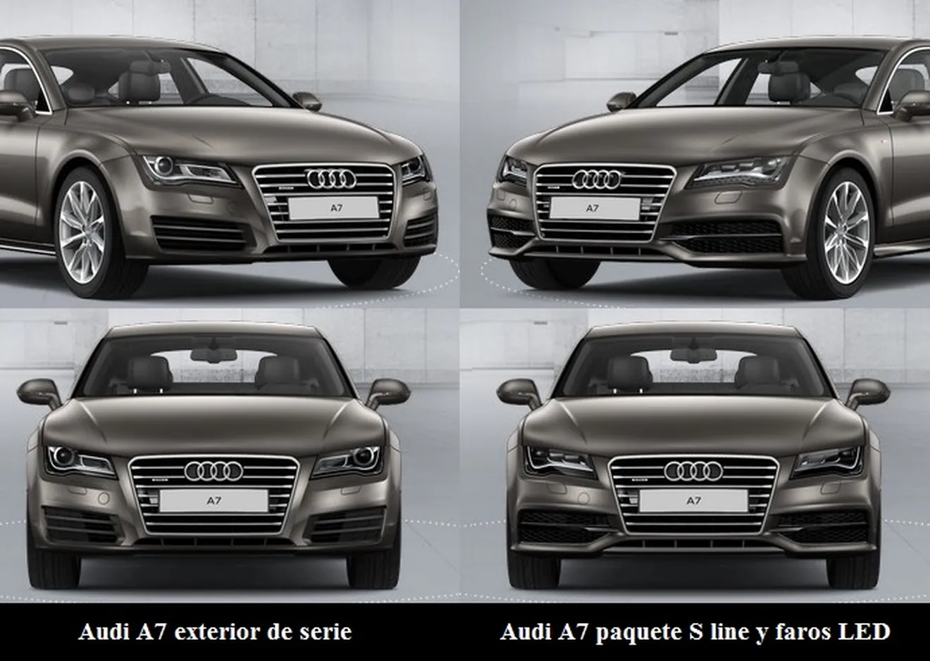 Comparación Audi A7 exterior de serie vs Audi A7 paquete S line y faros LED