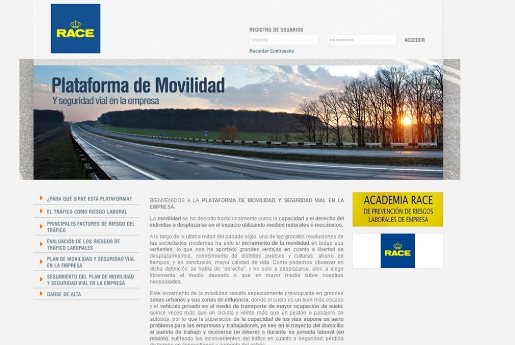 RACE lanza una plataforma para empresas destinada a mejorar la seguridad vial laboral