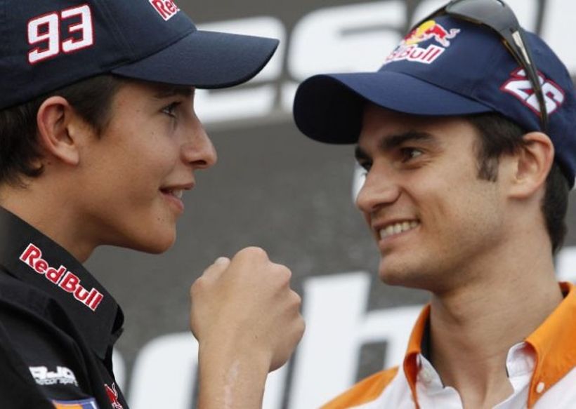 Marc Márquez junto a Dani Pedrosa en Honda en 2013