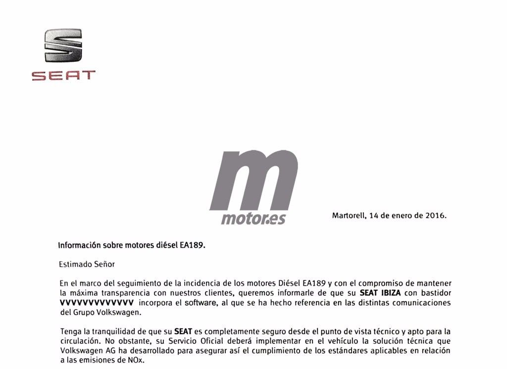 Seat empieza a enviar cartas a los compradores de motores trucados