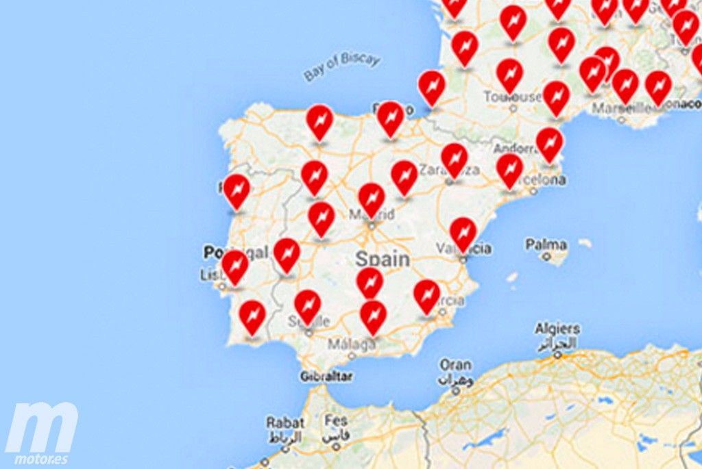 Así será el mapa de supercargadores de Tesla en España para finales de 2016