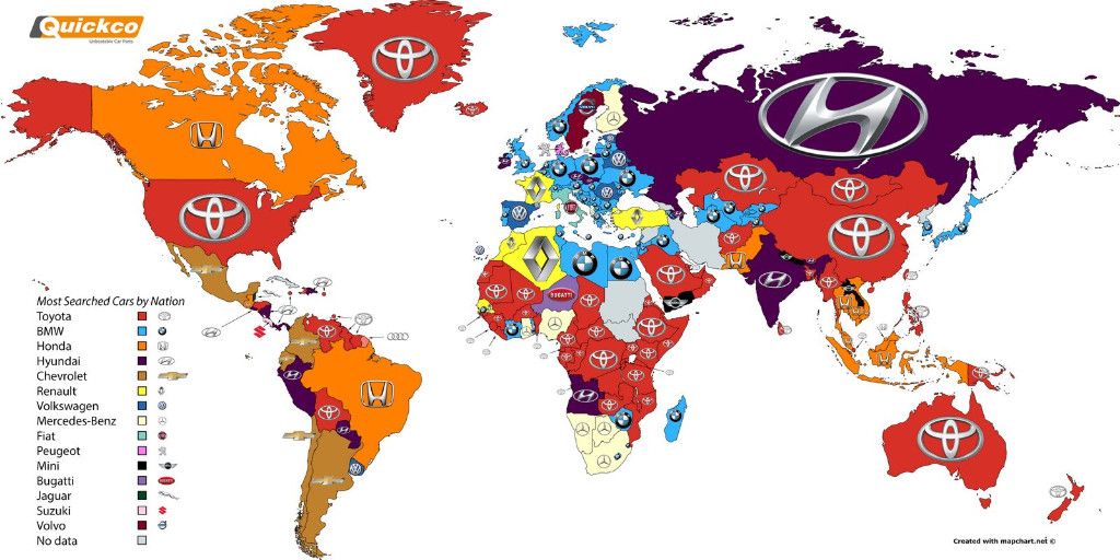 Las marcas más buscadas en Google por países