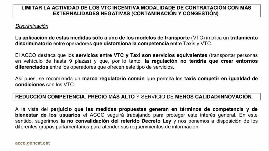 El decreto "anti VTC" de Cataluña es reversible