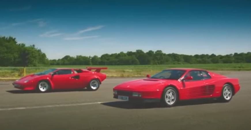 Drag race retro: Lamborghini Countach vs. Ferrari Testarossa