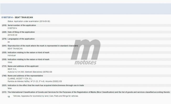 SEAT Tavascan - registro