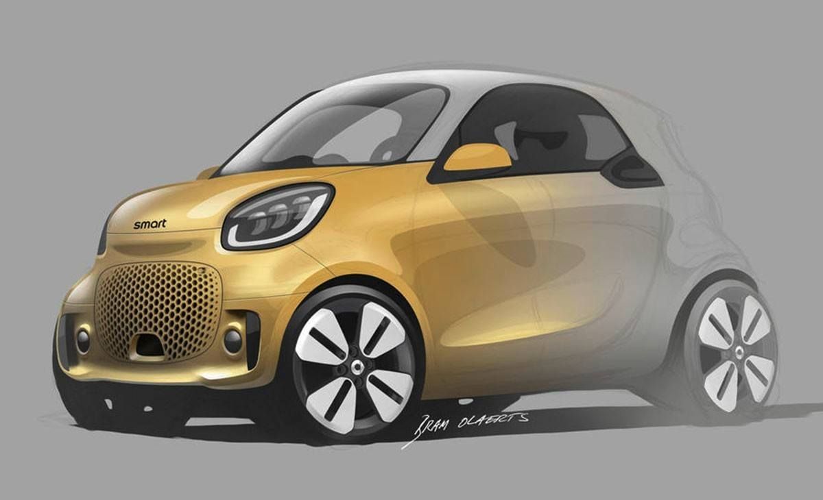 El nuevo Smart EQ ForTwo 2020 se vislumbra en este adelanto oficial