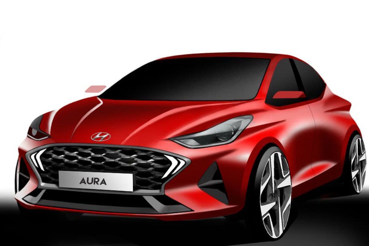 Dos bocetos anticipan el diseño más deportivo del nuevo Hyundai Aura para India