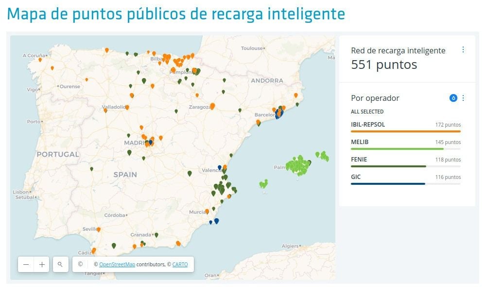 Red Eléctrica Española publica un mapa de 562 cargadores eléctricos (y habrá más)