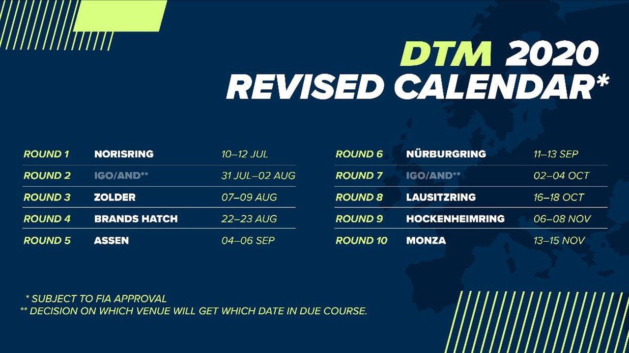 El DTM presenta un nuevo calendario de 2020 con inicio en julio