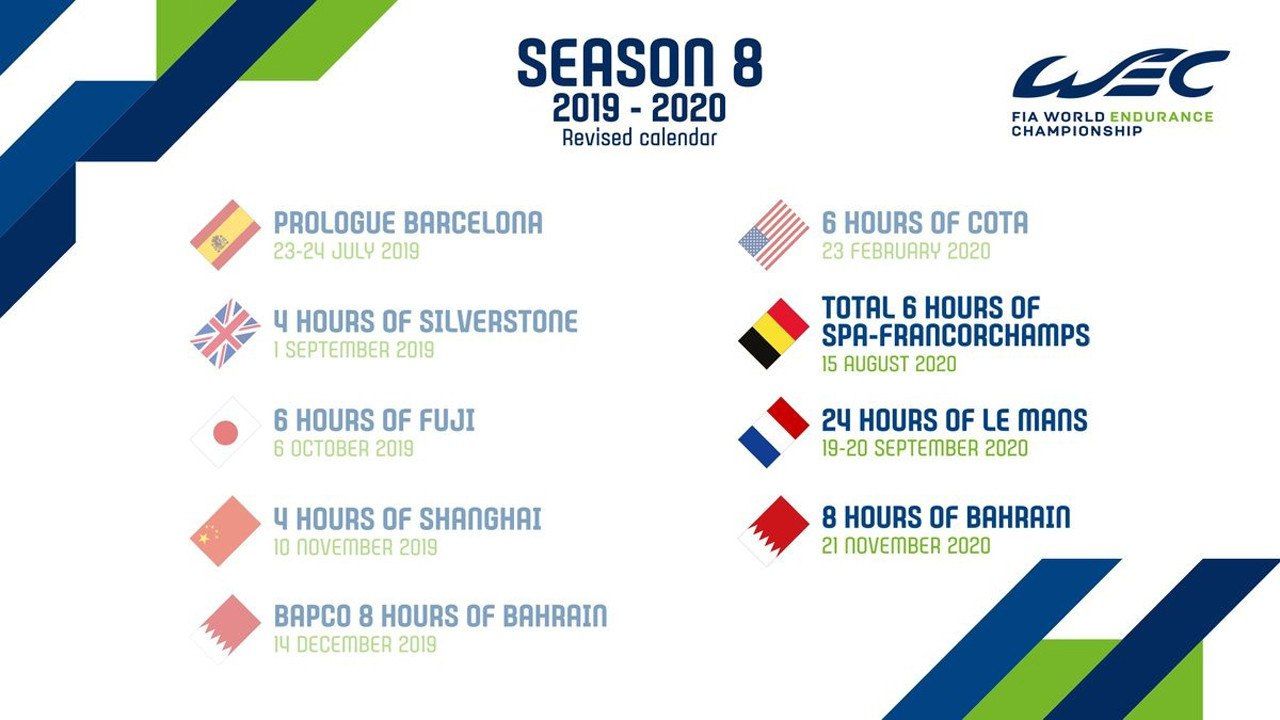 El WEC anuncia un final de calendario nuevo para su temporada 2019-20