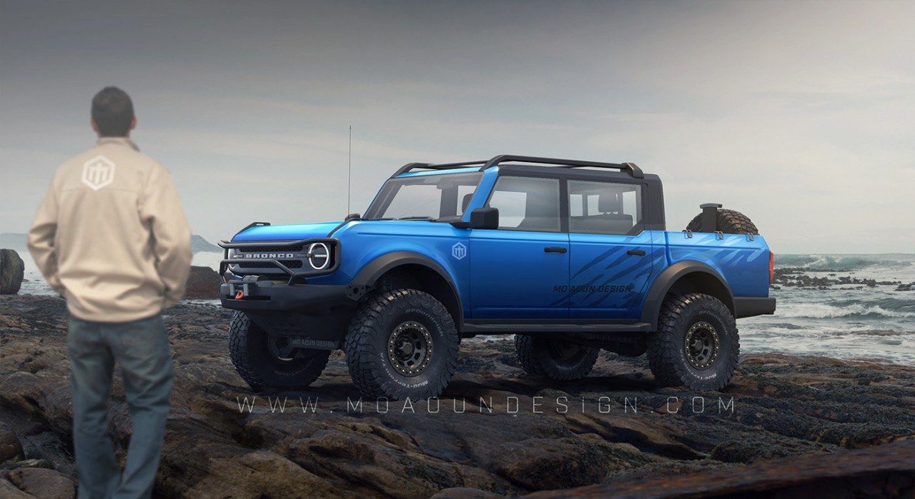 Primeras recreaciones del futuro Ford Bronco pick-up 2024