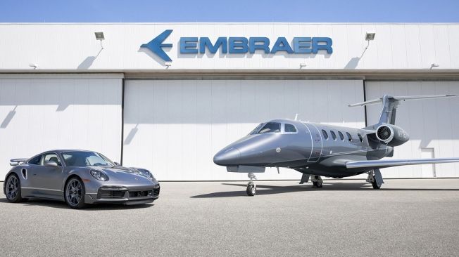 Porsche y Embraer presentan un 911 Turbo S y jet privado de edición especial