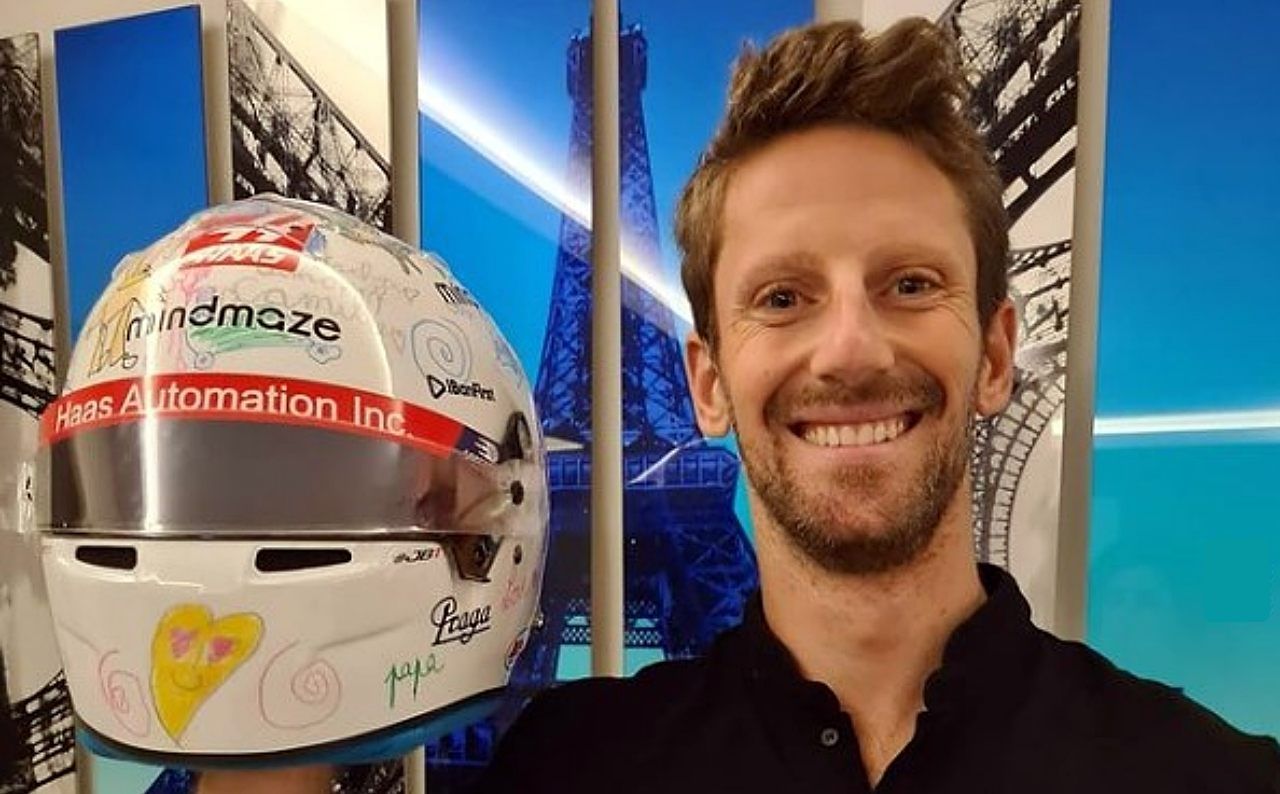 El casco de despedida que sus hijos diseñaron y que Grosjean no podrá usar