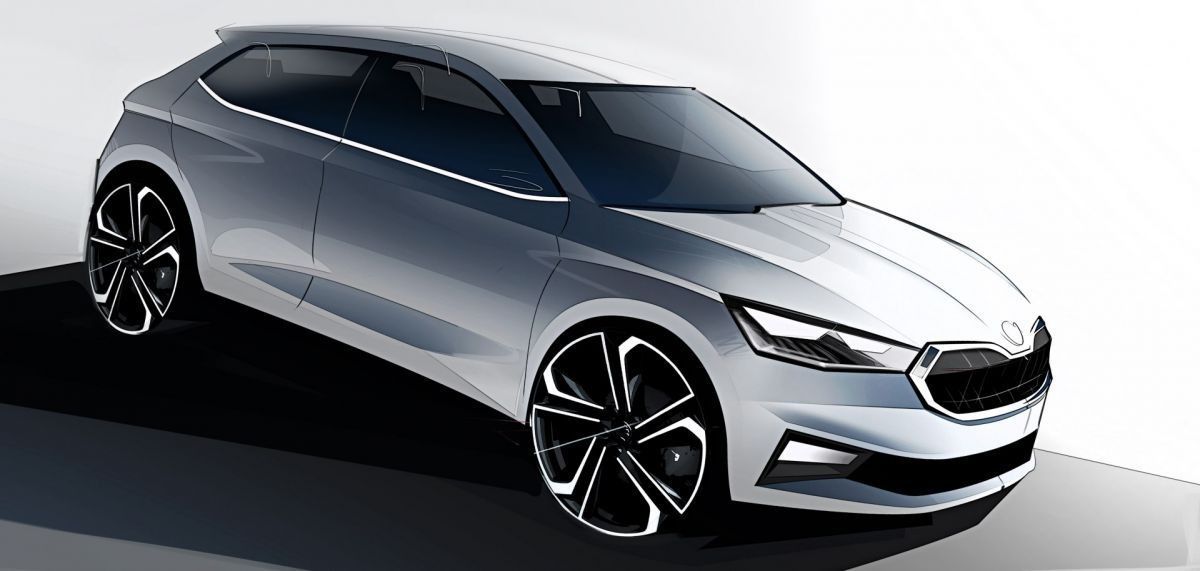 Dos bocetos oficiales del nuevo Skoda Fabia 2021 desvelan su imagen