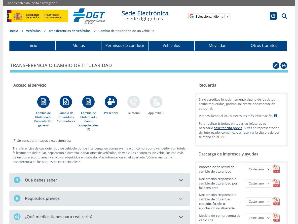 Cómo cambiar de nombre un vehículo (transferencia) en la DGT sin tener que salir de casa