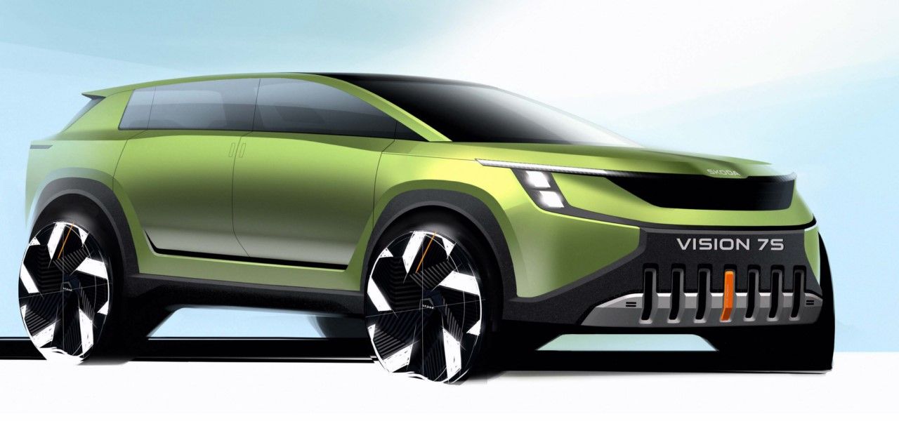 Un par de bocetos del Skoda Vision 7S Concept revelan el estilo de los futuros eléctricos