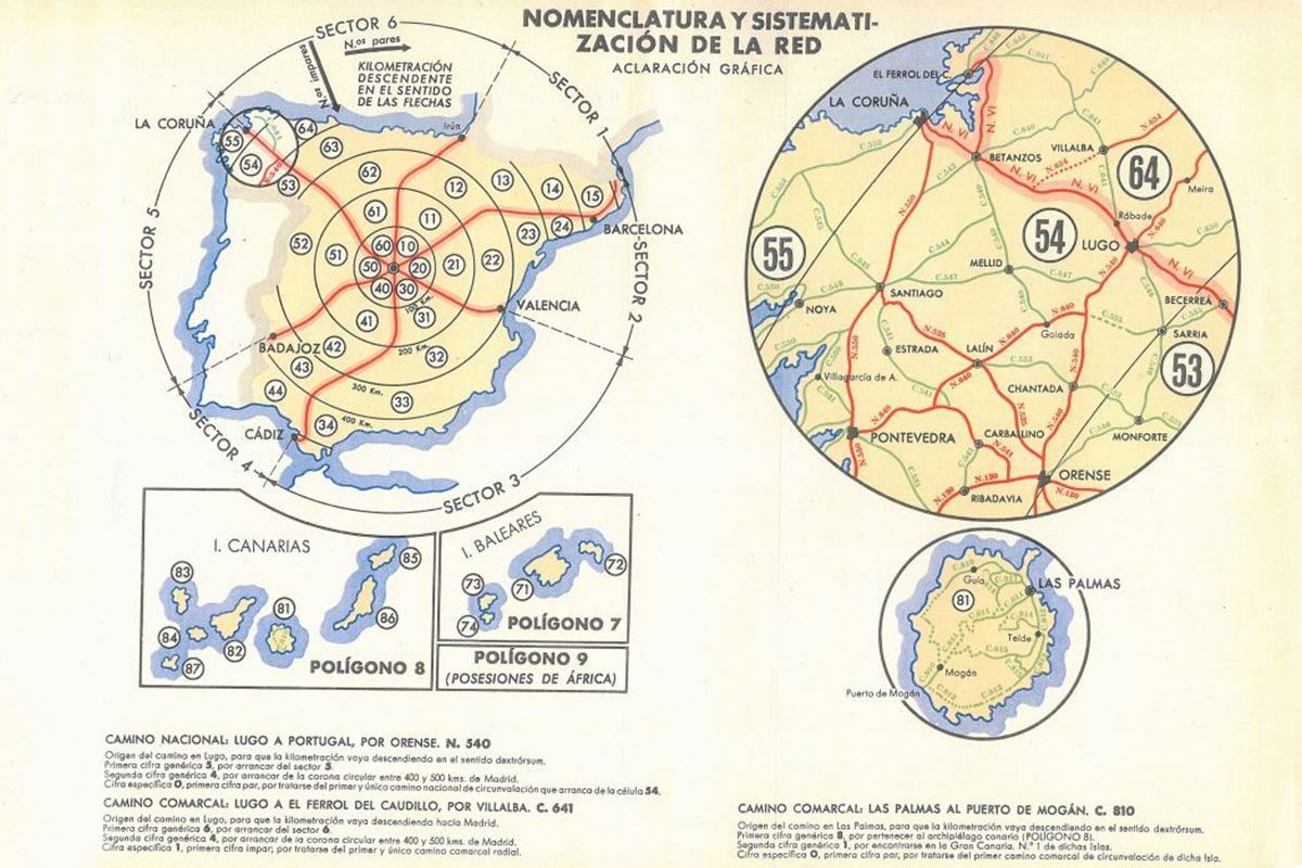 Así se numeran las carreteras nacionales y comarcales en España