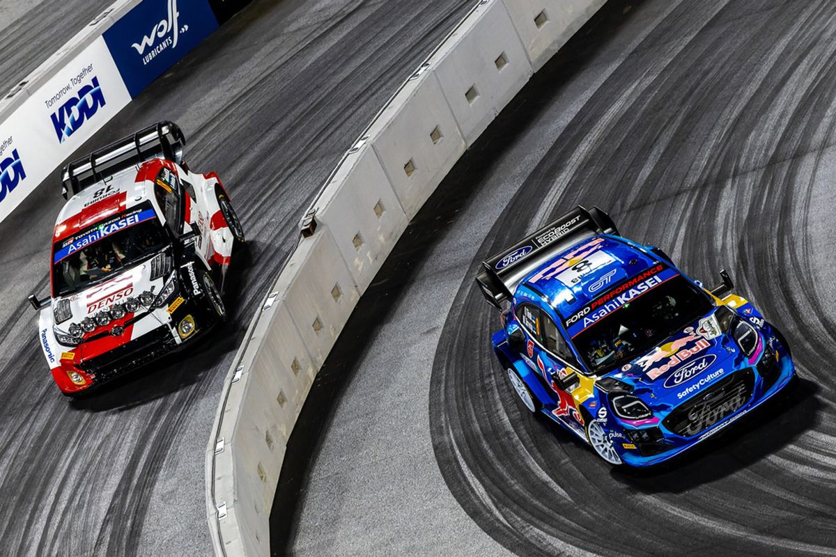 Thierry Neuville y Hyundai mandan en el SS1 del Rally de Japón, disputado en el Toyota Stadium