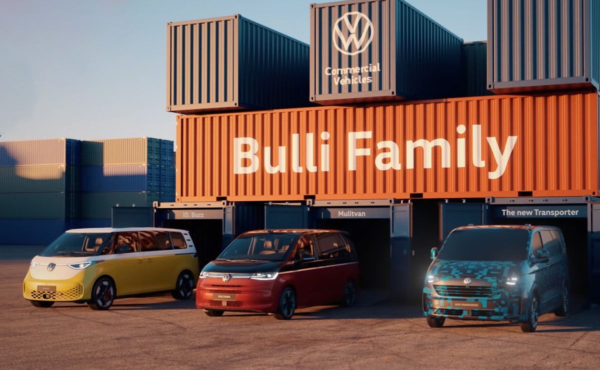 La nueva Volkswagen Transporter se deja ver en un adelanto, llega en 2024 y no solo será eléctrica, también diésel y PHEV