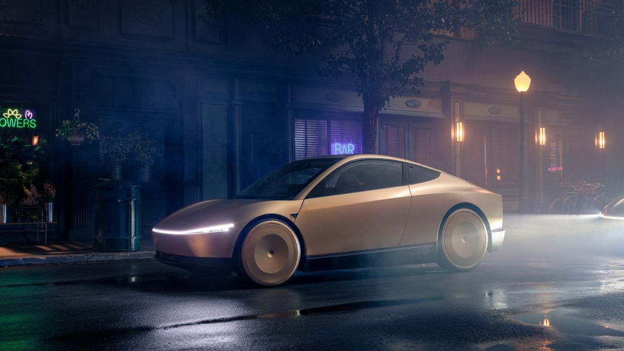 Tesla Cybercab de noche