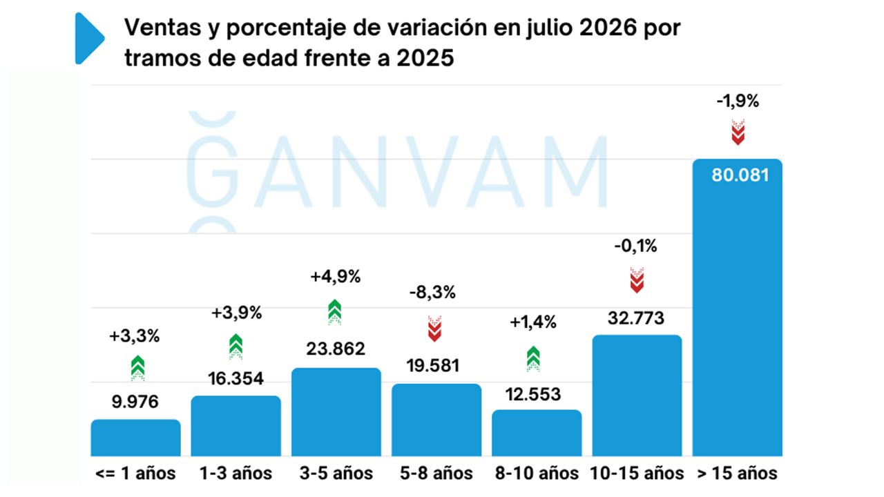 Ventas de coches de ocasión en España en julio de 2026