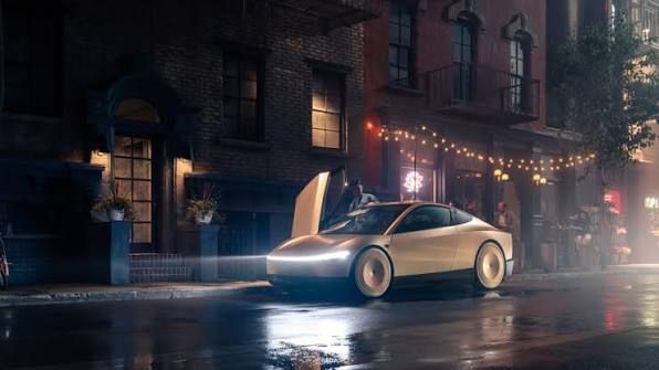 Tesla Cybercab de noche
