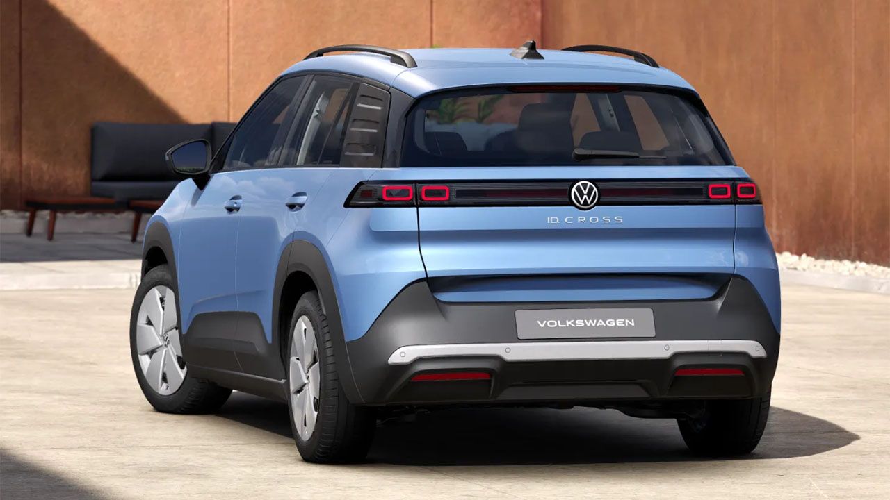 Vista trasera del nuevo Volkswagen ID. Cross con acabado Match y color azul metalizado
