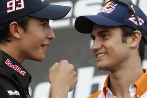 Marc Márquez junto a Dani Pedrosa en Honda en 2013